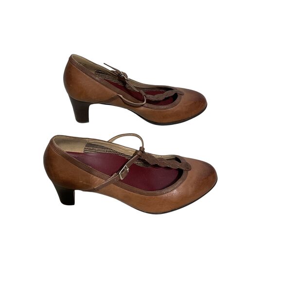 Abeo Leather Braided T-Strap Women's Heels Vella 10M - Picture 5 of 12